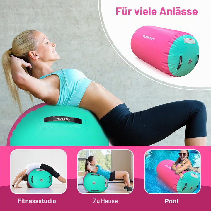 Aufblasbare Gymnastigrolle 100x60cm PVC Turnrolle Yoga Fitness - Bild 2