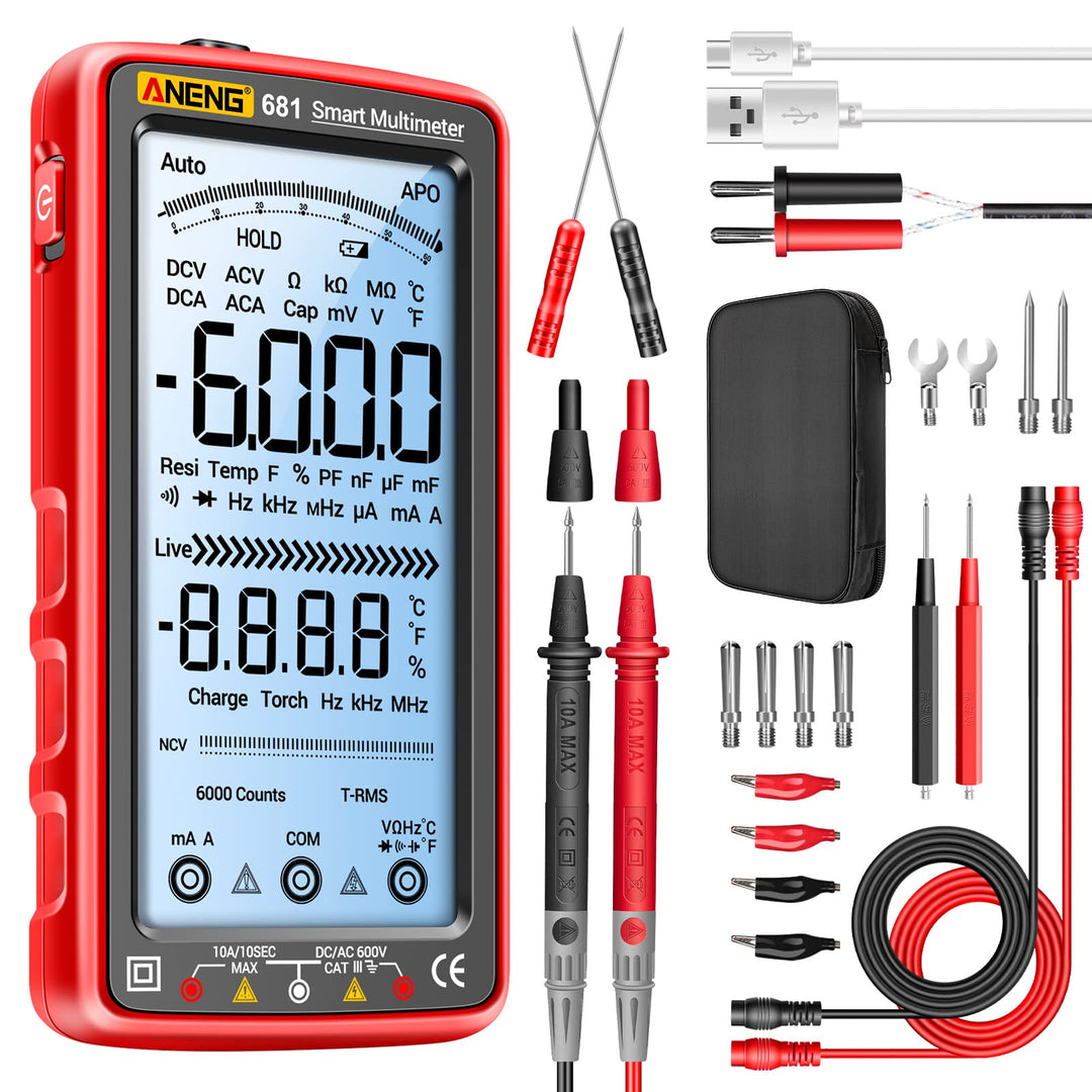 Digitales Multimeter wiederaufladbar USB-C 5-Zoll-Display Elektriker