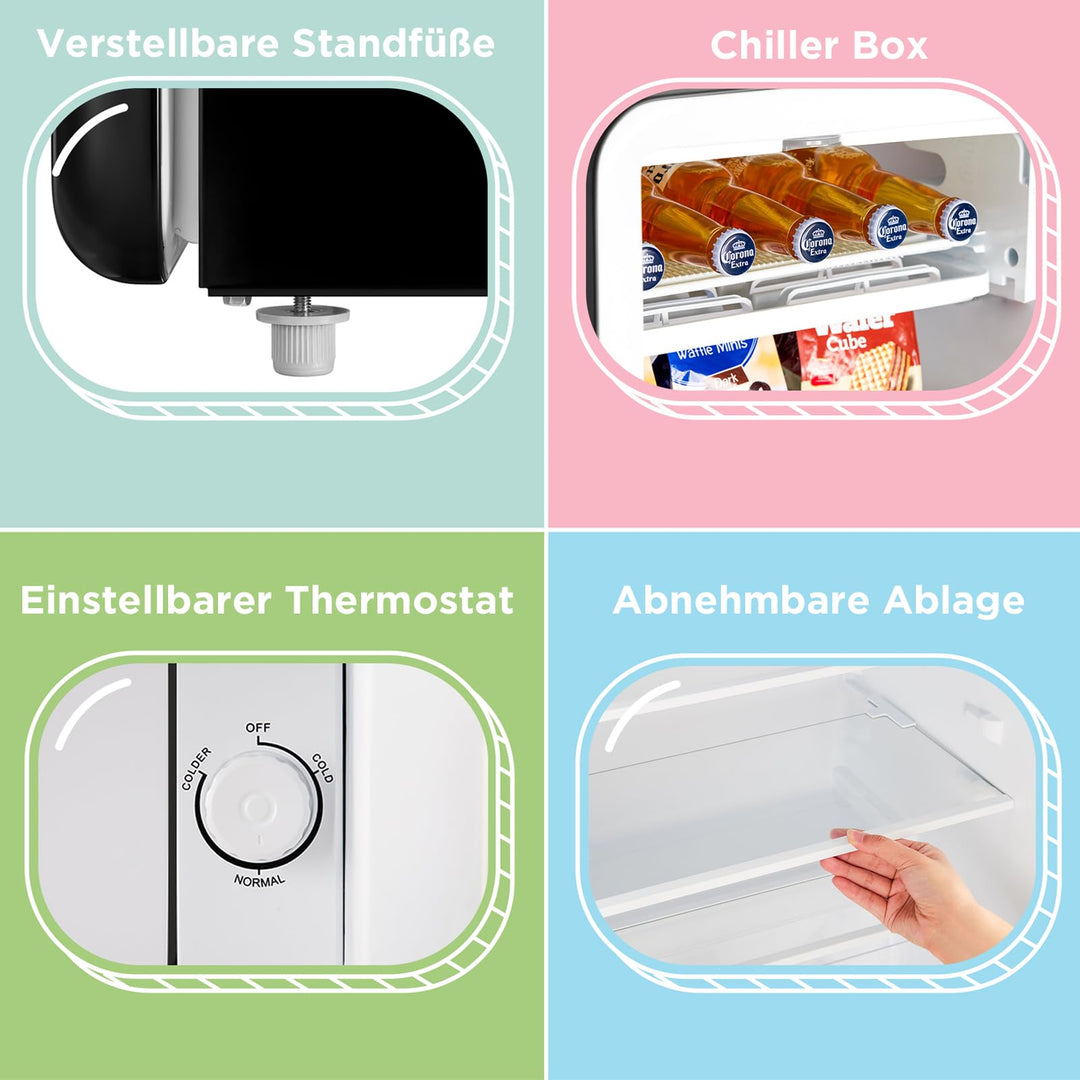 Retro Mini Kühlschrank 93 L mit Chiller Box, Energieklasse E - Bild 7