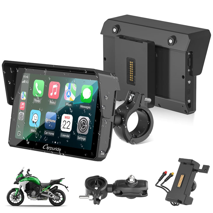 Motorrad Navi 5 Zoll mit kabellosem CarPlay &amp; Android Auto wasserdicht