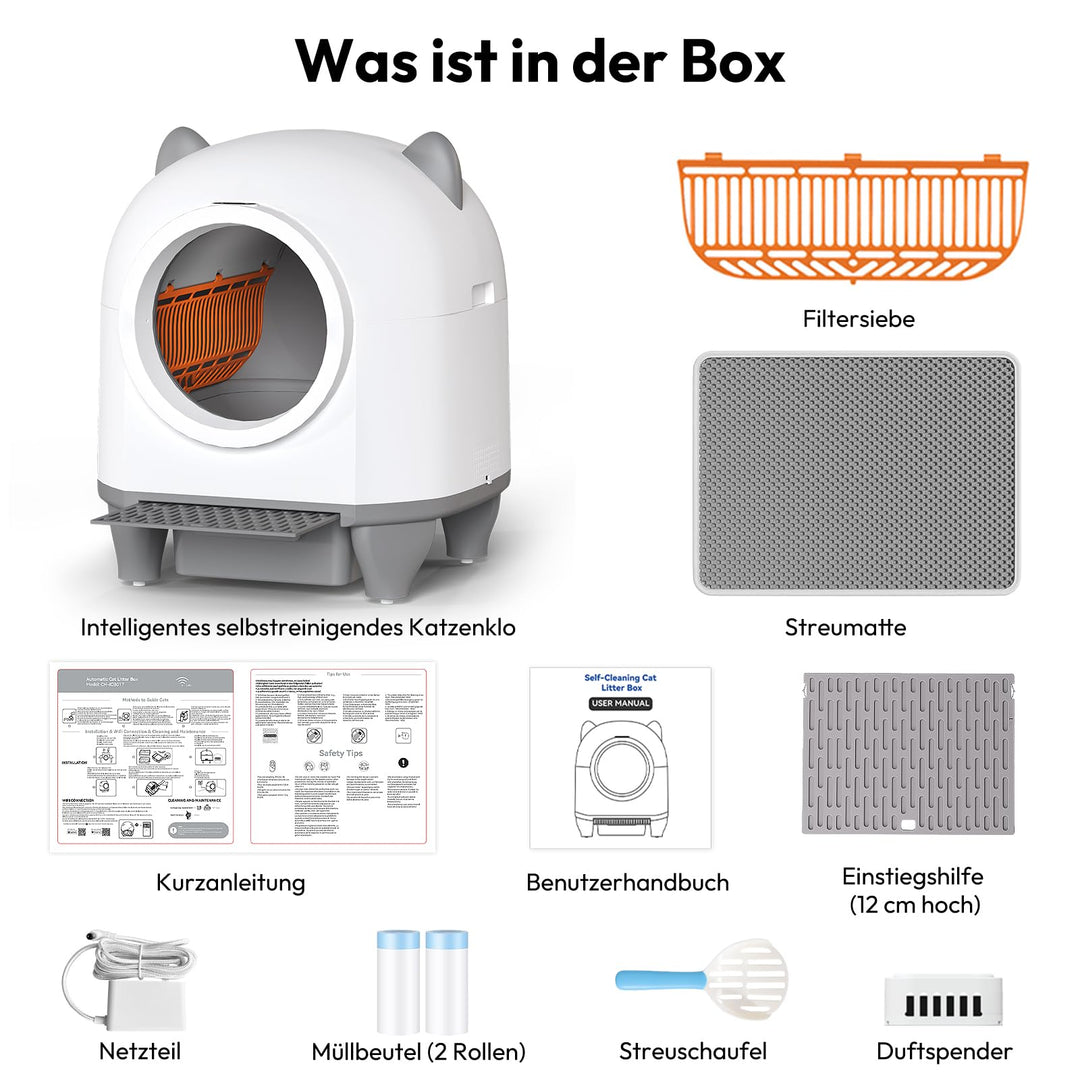 Automatisches Katzenklo 90L mit App-Steuerung und Sicherheitssensoren - Bild 8
