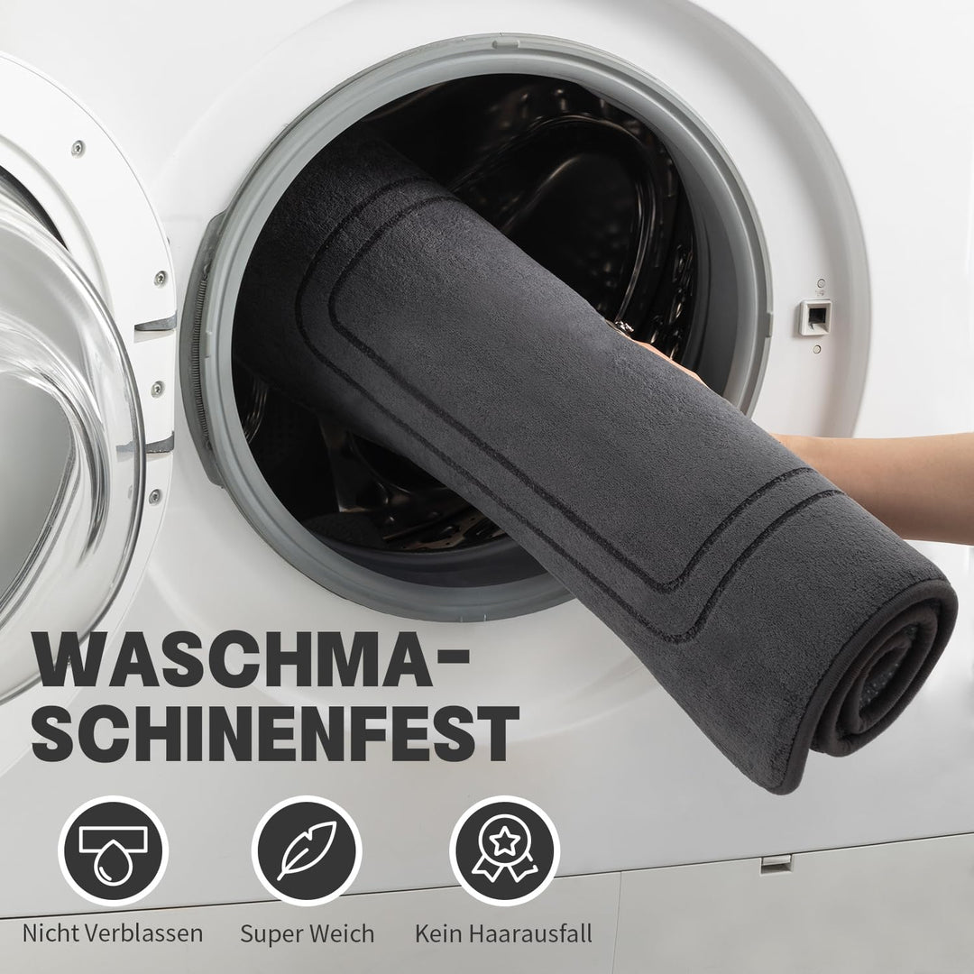 Badematte Set 3-teilig Dunkelgrau Memory-Schaum rutschfest - Bild 6