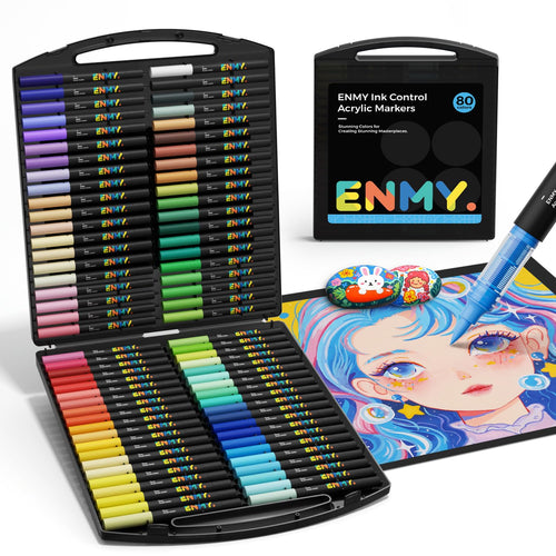 Acrylmalstifte 80 Farben Set mit Flüssig-Direkt-System für Textil, Leinwand, Glas
