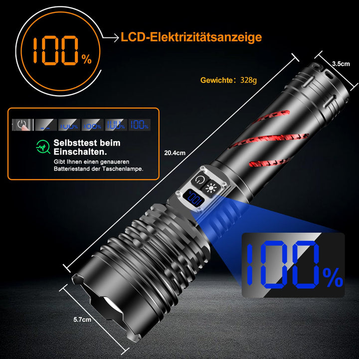 LED Taschenlampe 60W XHM100 Chip stufenlos dimmbar IPX6 Outdoor - Bild 5