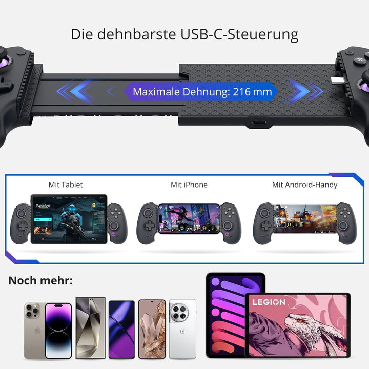 Mobile Gaming Controller Full-Size Bluetooth &amp; USB-C mit Hall-Effekt - Bild 5