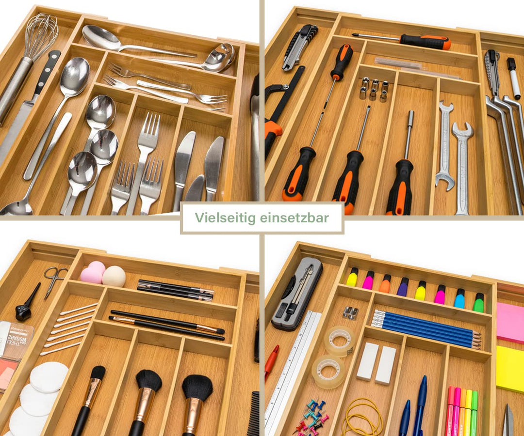 Besteckkasten Bambus ausziehbar 34–56 x 50 cm Schubladenorganizer - Bild 5