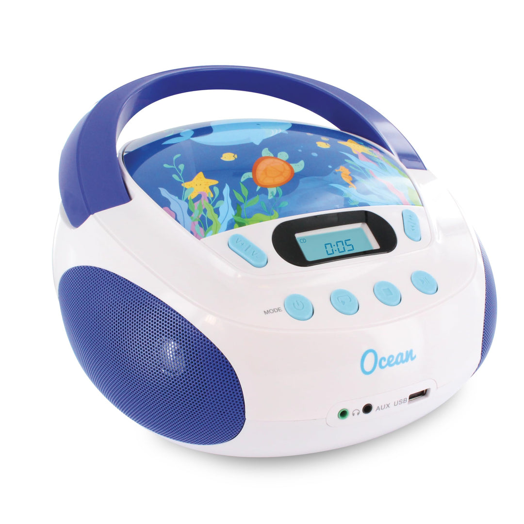 Kinder-CD-Player Ozean-Design mit USB, AUX &amp; Kopfhöreranschluss