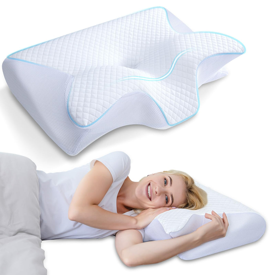 Memory Foam Kissen Ergonomisch 60x40 cm 2-in-1 Höhe für alle Schlaftypen