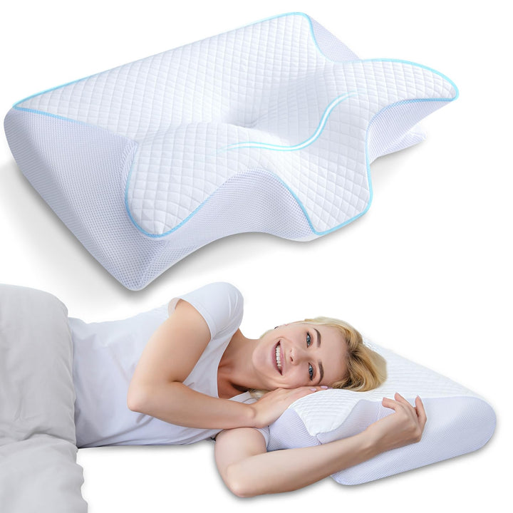 Memory Foam Kissen Ergonomisch 60x40 cm 2-in-1 Höhe für alle Schlaftypen