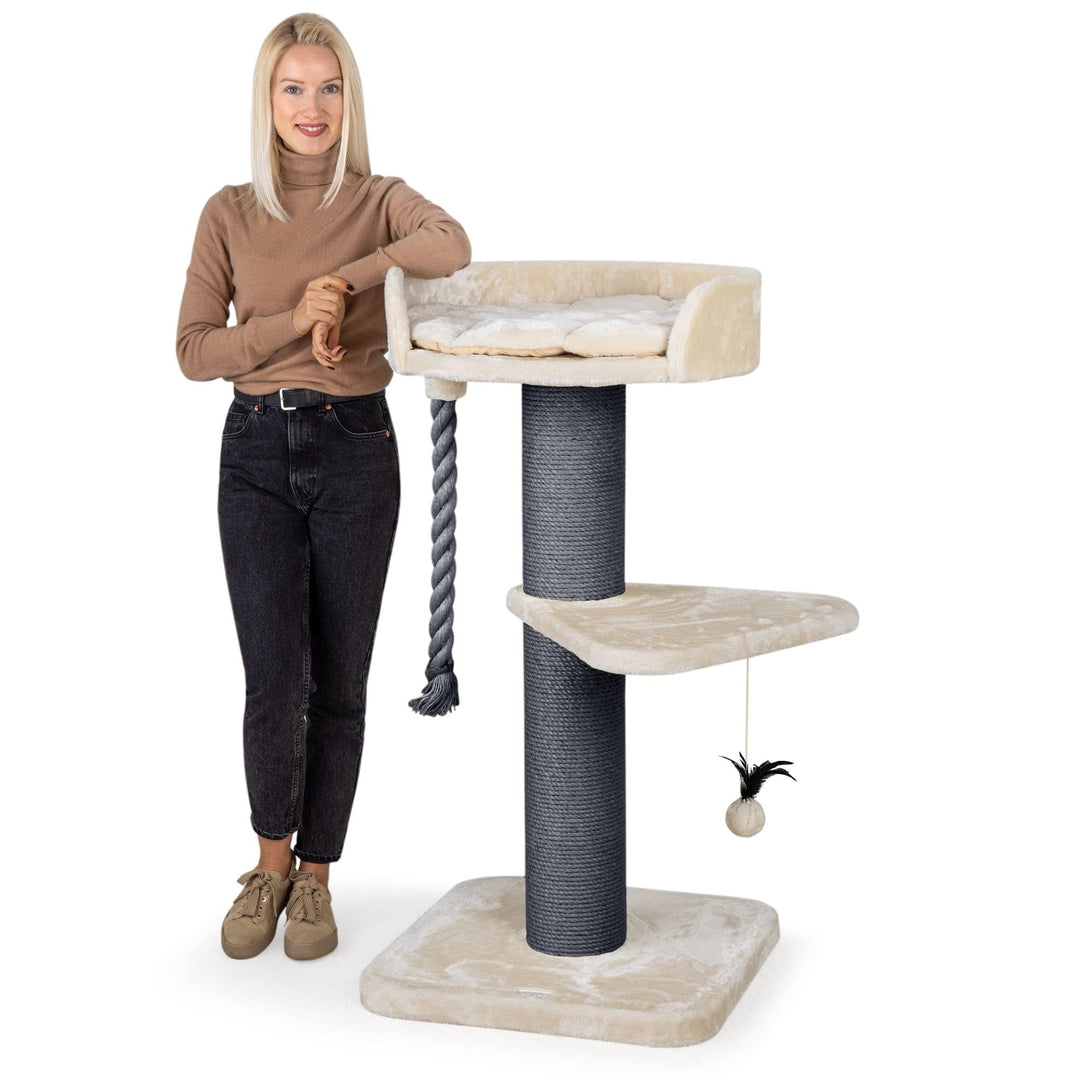 Kratzbaum grosse Katzen Natursisal 120 cm Stamm Ø 18 cm