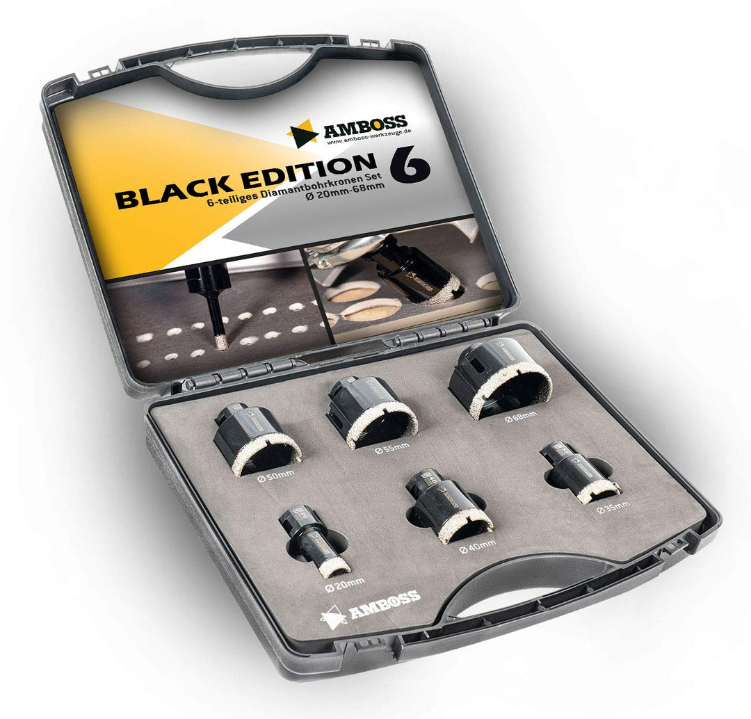 Diamant Bohrkronen Set 6-tlg. 20–68 mm M14 für Fliesen &amp; Granit