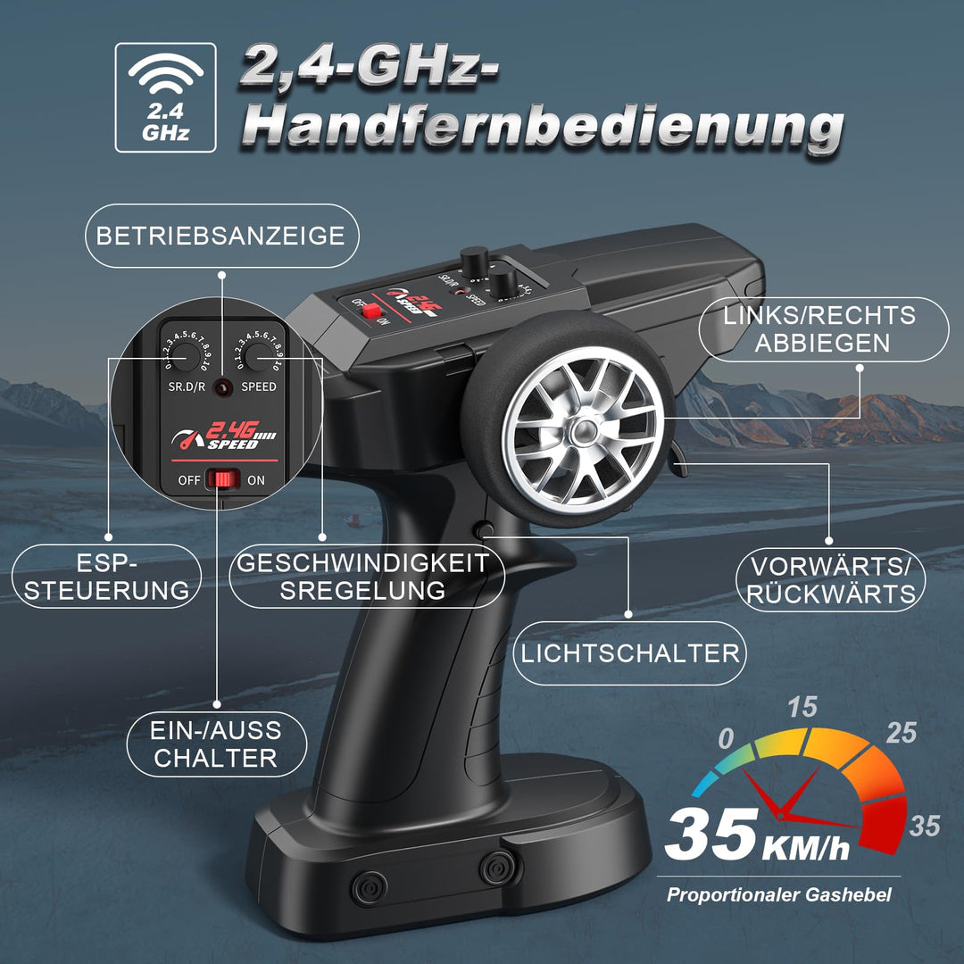 RC Drift Auto 1:18 Ferngesteuert 35 km/h 4WD mit Wechselreifen - Bild 7