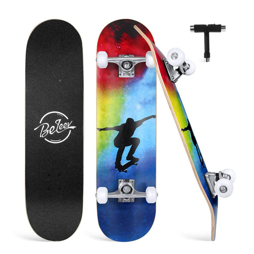 Skateboard 31x8 Zoll Komplett 7-lagig Ahorn für Jugendliche