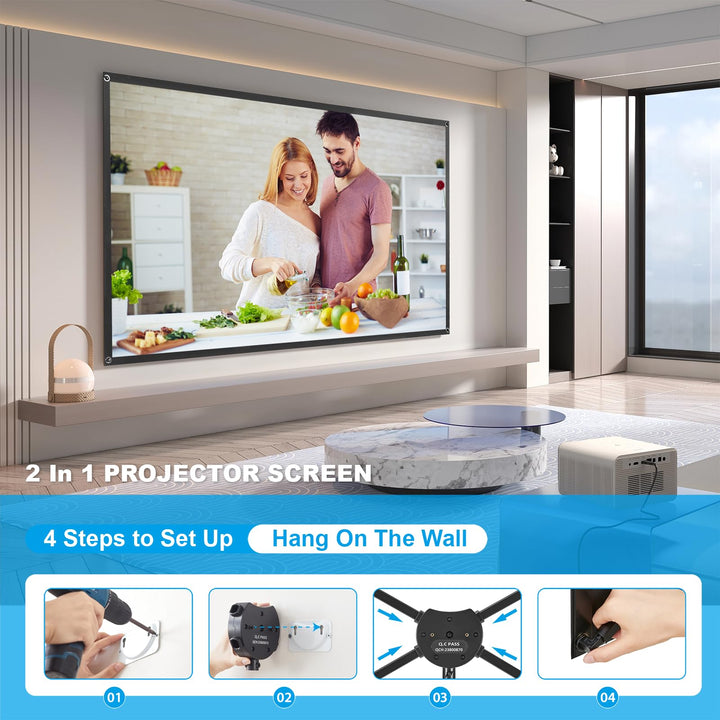 Beamer Leinwand 120 Zoll mit Stativ 16:9 4K HD für Heimkino - Bild 5