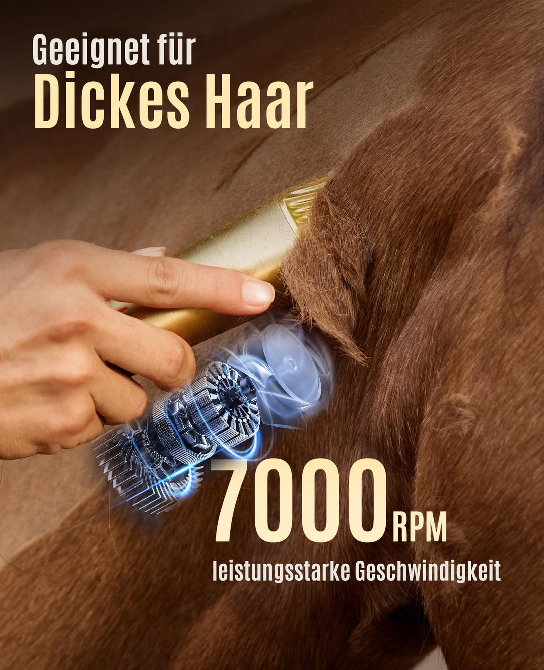 Pferdeschermaschine kabellos 7000 RPM für dickes Fell, 2 Stufen - Bild 3