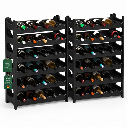 Weinregal 72 Flaschen stapelbar modular Kunststoff schwarz