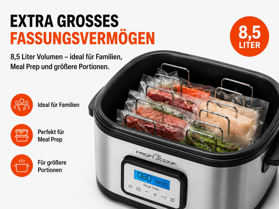 Sous Vide Garer 8,5L mit LCD-Display und Schongarfunktion