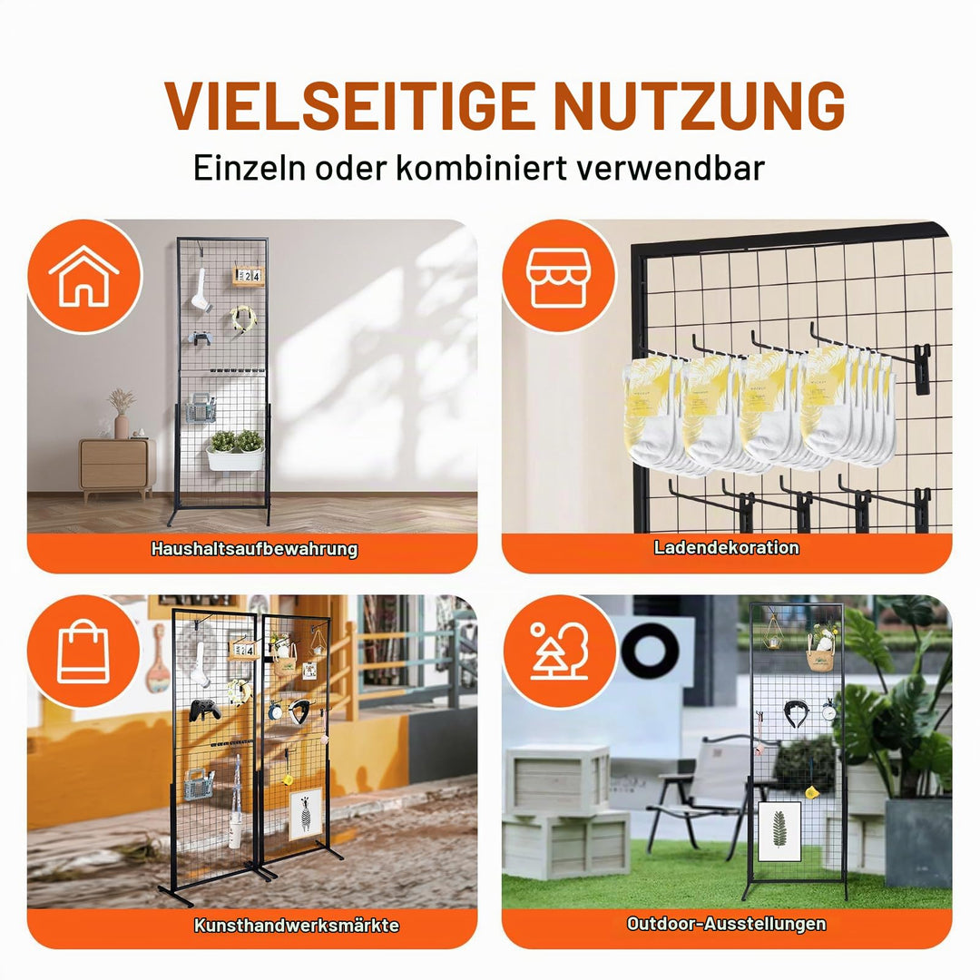 Gitter-Wandpaneel Set faltbar 2er-Set mit Haken fuer Messen und Retail - Bild 6