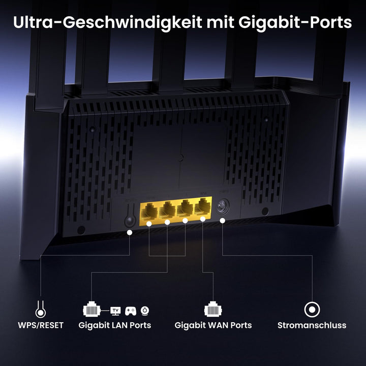 Wi-Fi 6 Router Dualband AX1500 mit 5 Antennen und 4 Gigabit-Ports - Bild 4