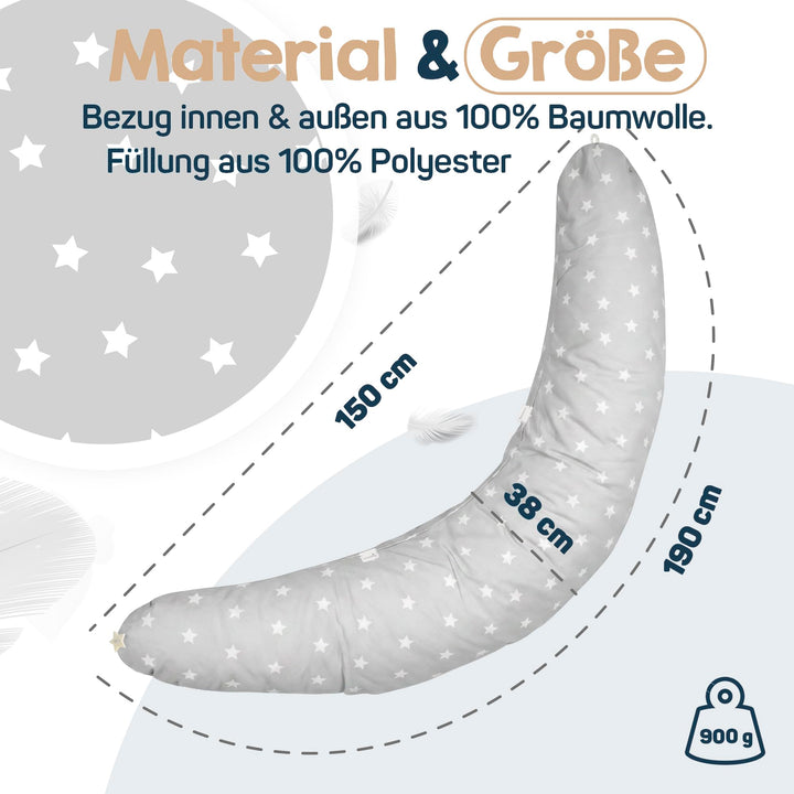Stillkissen XXL Seitenschläferkissen Baumwolle-Polyester Big Stars Grau - Bild 5