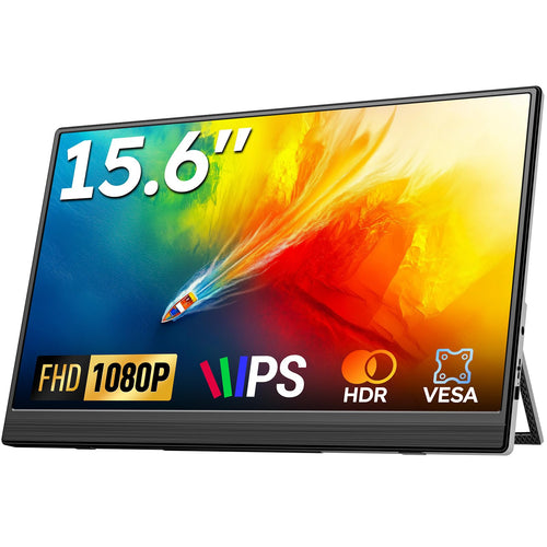 Portabler Monitor 15,6'' FHD 1080P IPS mit Lautsprechern, USB-C/HDMI