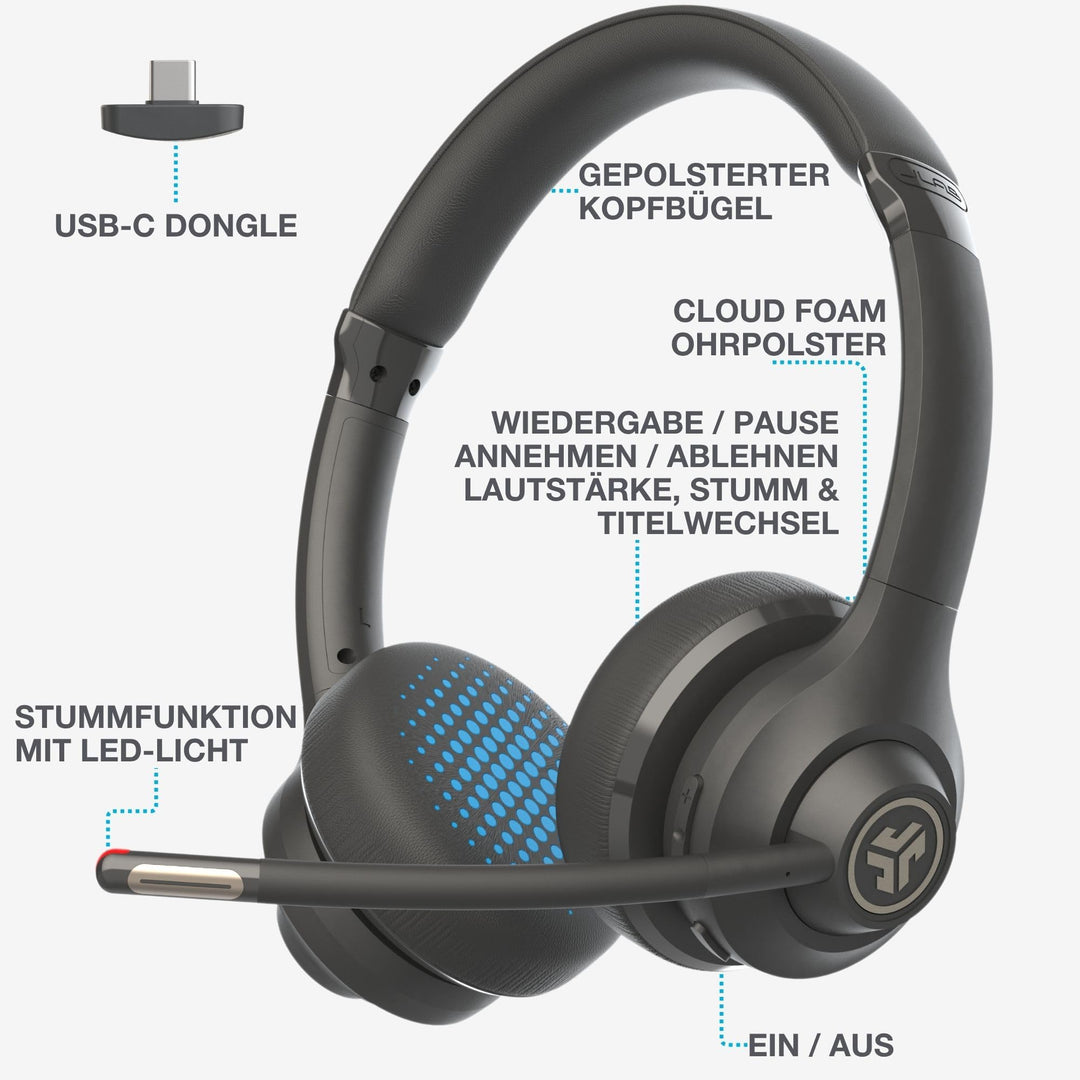 Bluetooth Headset On-Ear 55h Akku 2-Mic ENC USB-C für Homeoffice - Bild 7