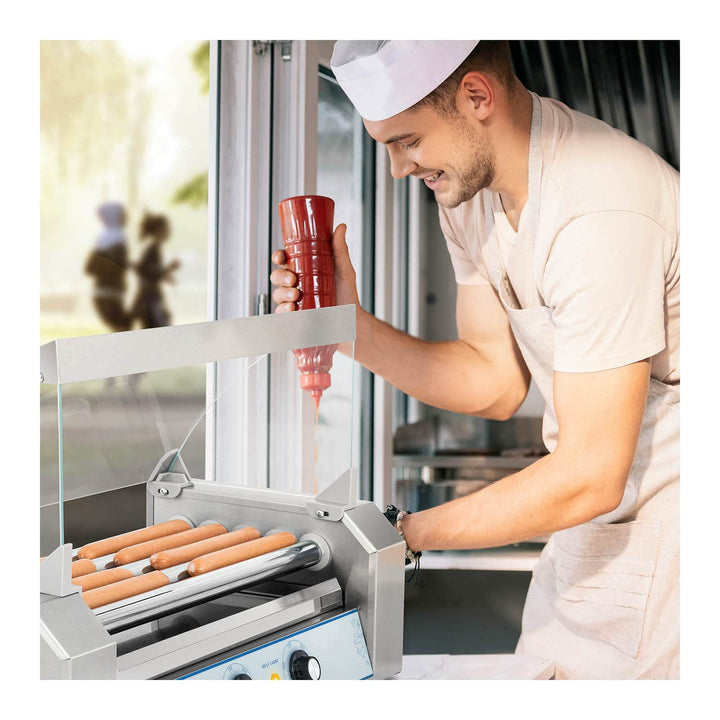Hot Dog Grill Edelstahl 5 Rollen 8 Würstchen 850 W 2 Heizzonen - Bild 4