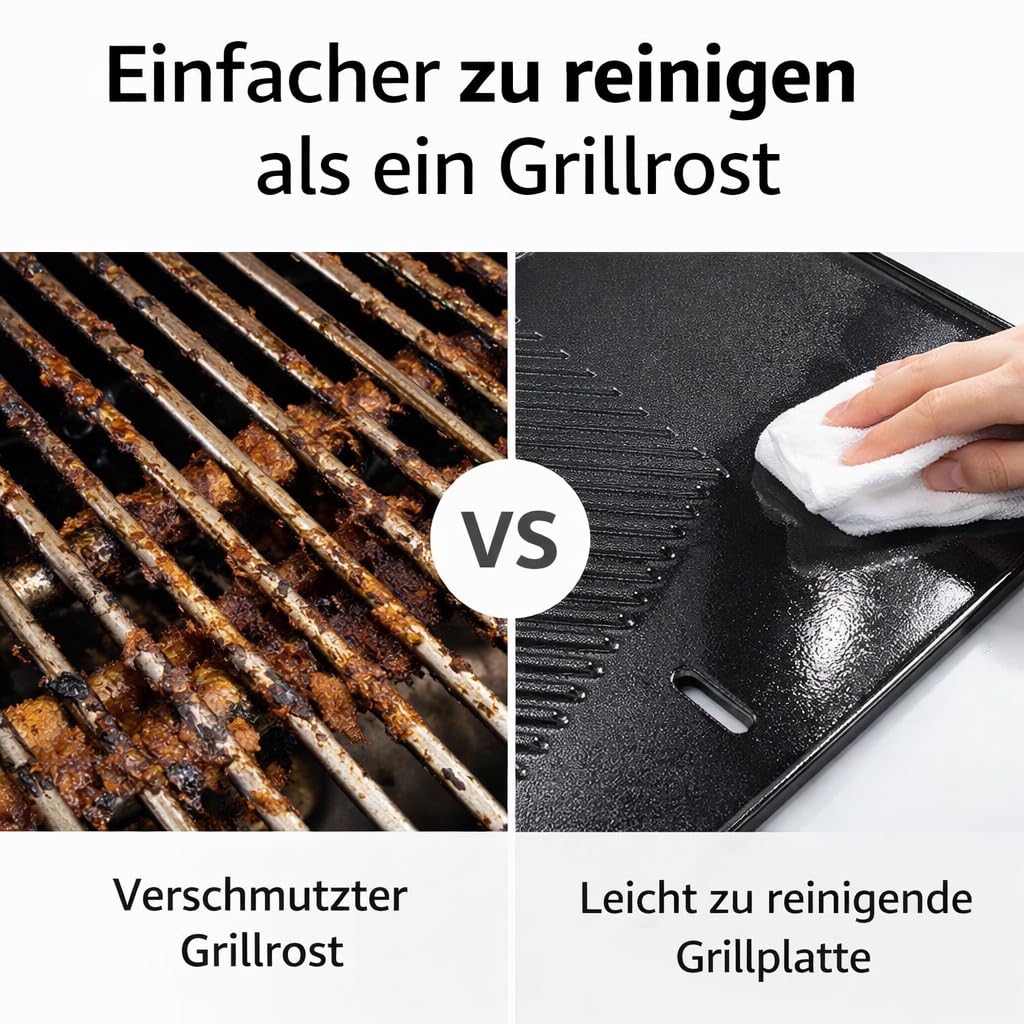 Gusseisen-Wendeplatte 2-in-1 geriffelt &amp; glatt 40x30 cm Gasgrill - Bild 9