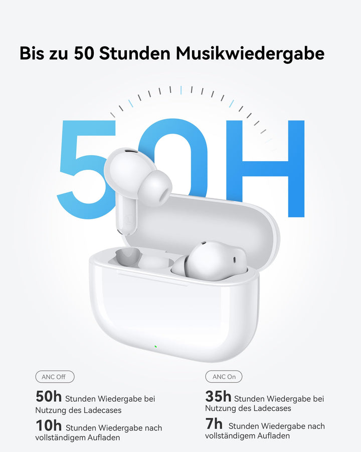 In-Ear Kopfhörer Bluetooth 5.4 ANC 50h Akku IP54 Weiss - Bild 3