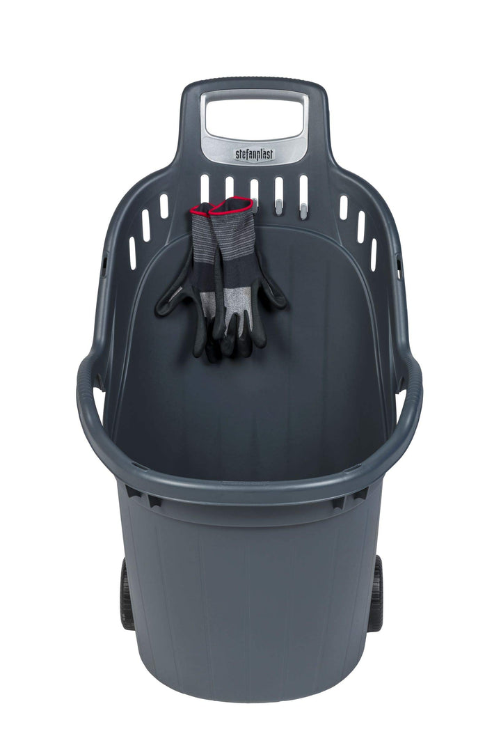 Gartentrolley 50 Liter Kunststoff grau, bis 60 kg, mit Hakenschiene - Bild 3