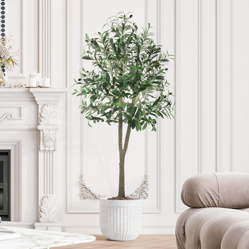 Künstlicher Olivenbaum 150 cm Polyester mit Zementfuss Innendeko