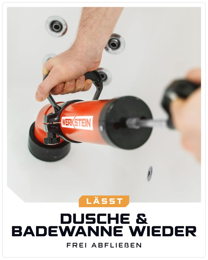 Rohrreinigungspumpe Druckluft ABS mit 2 Gummi-Adaptern für Abflüsse - Bild 8