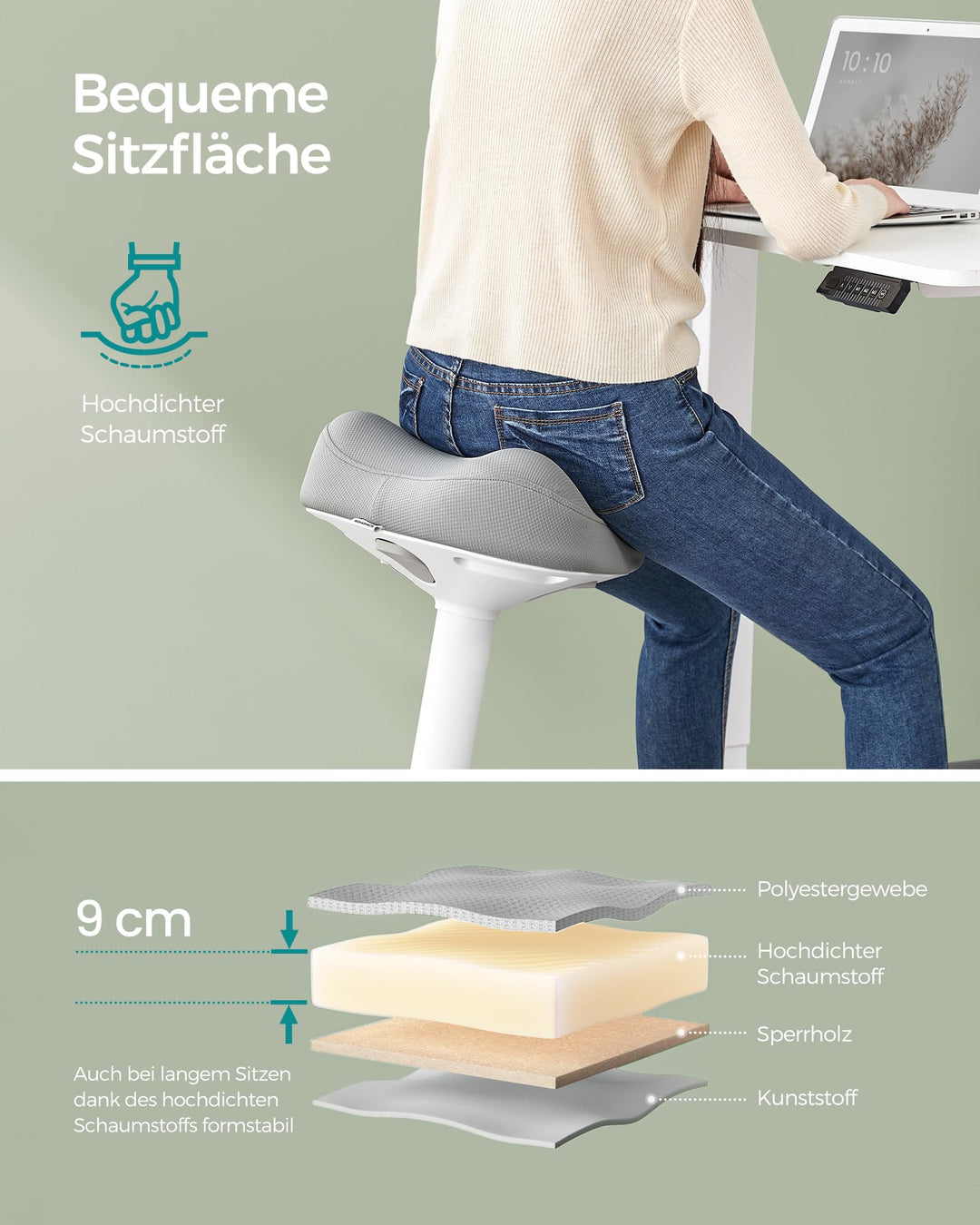 Stehhocker Sattelsitz 360° neigbar höhenverstellbar 58-83 cm - Bild 5