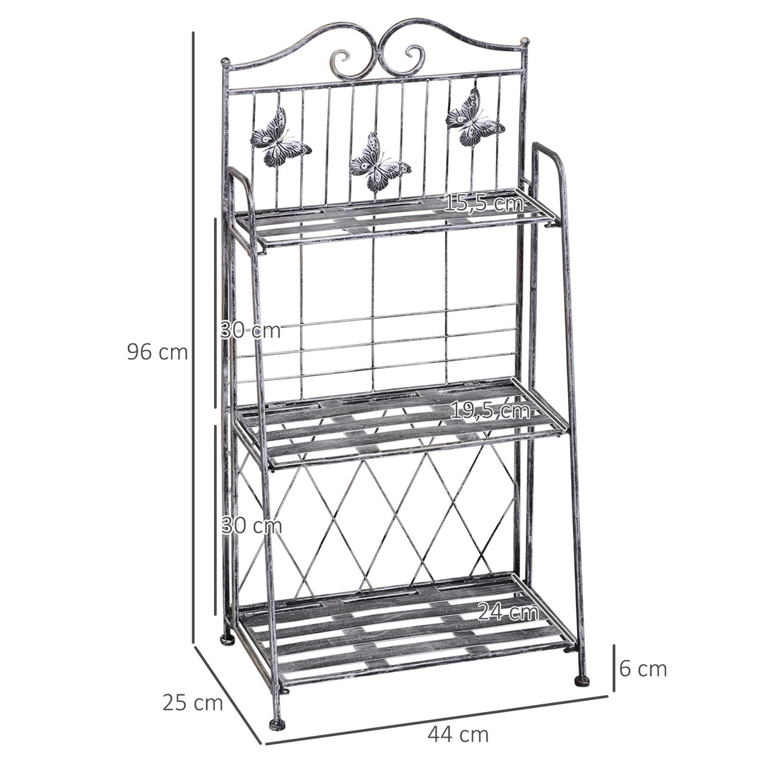 Pflanzregal 3 Etagen klappbar Metall für Balkon &amp; Garten 44x96cm - Bild 7