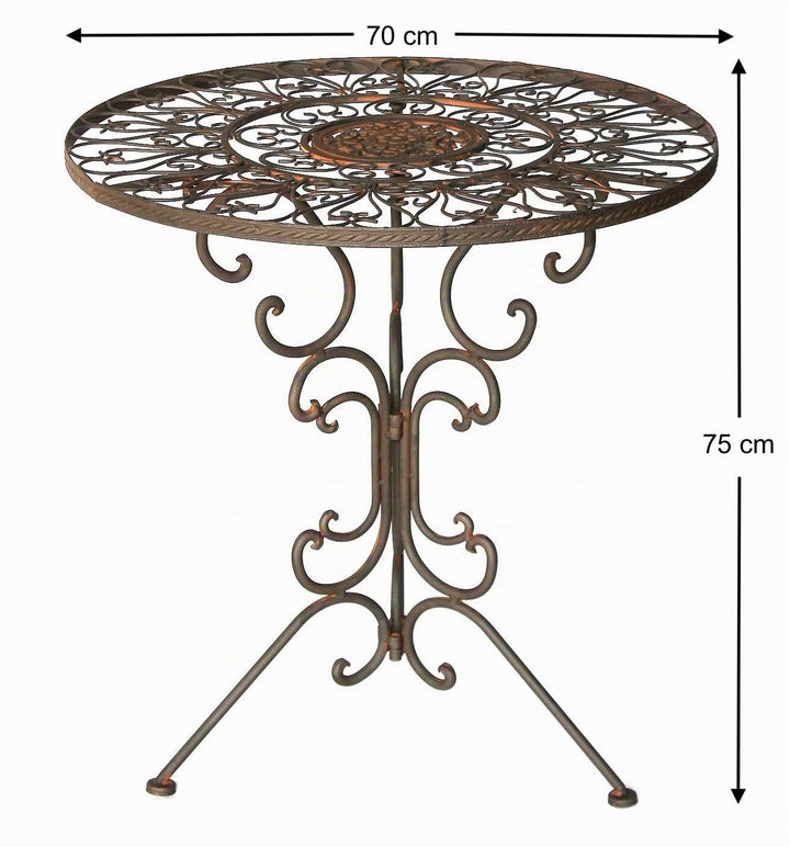 Bistro-Sitzgruppe Eisen Antik klappbar Tisch 70cm mit 2 Stühlen - Bild 3