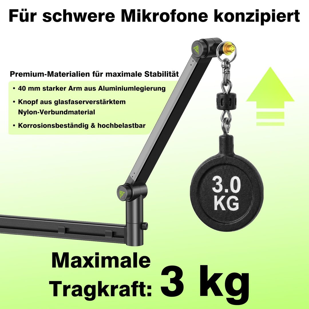 Mikrofonarm Low Profile Aluminium 780mm Reichweite 3kg Traglast - Bild 2
