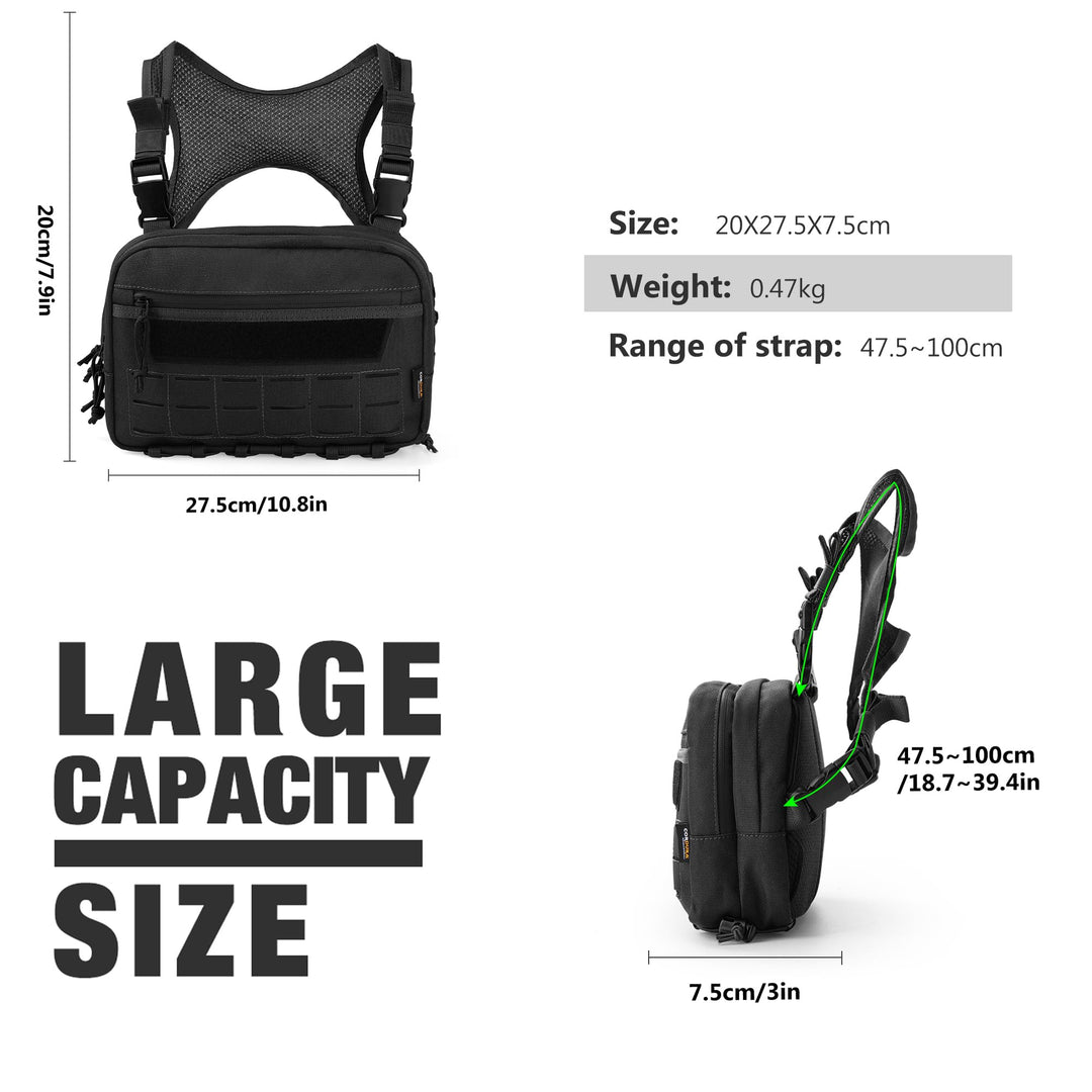 Taktische Brusttasche MOLLE Chest Rig Cordura Schwarz 540g - Bild 3
