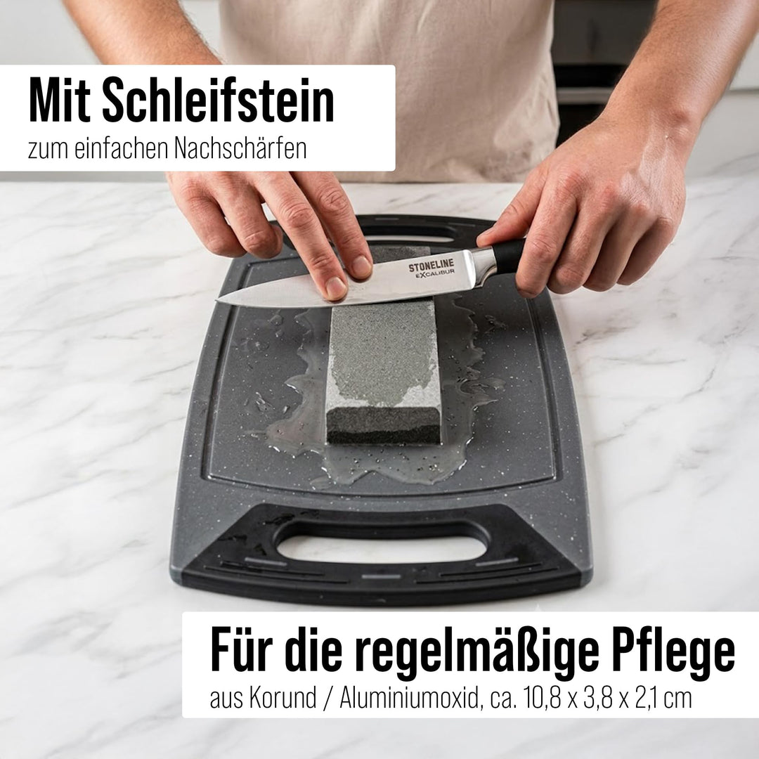 Messerblock bestückt 5-teilig Edelstahl Felsform mit Schleifstein - Bild 8