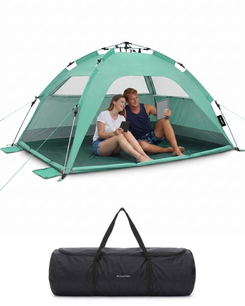 Strandmuschel Pop-Up UV80 für 2 Personen mit Windschutz mintgrün
