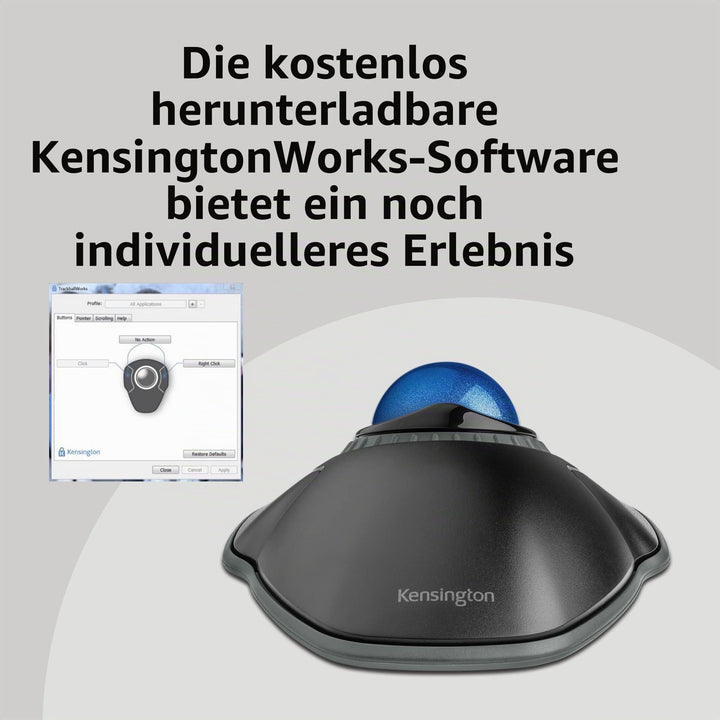 Trackball-Maus kabelgebunden mit Scroll-Ring 40mm Kugel ergonomisch - Bild 5