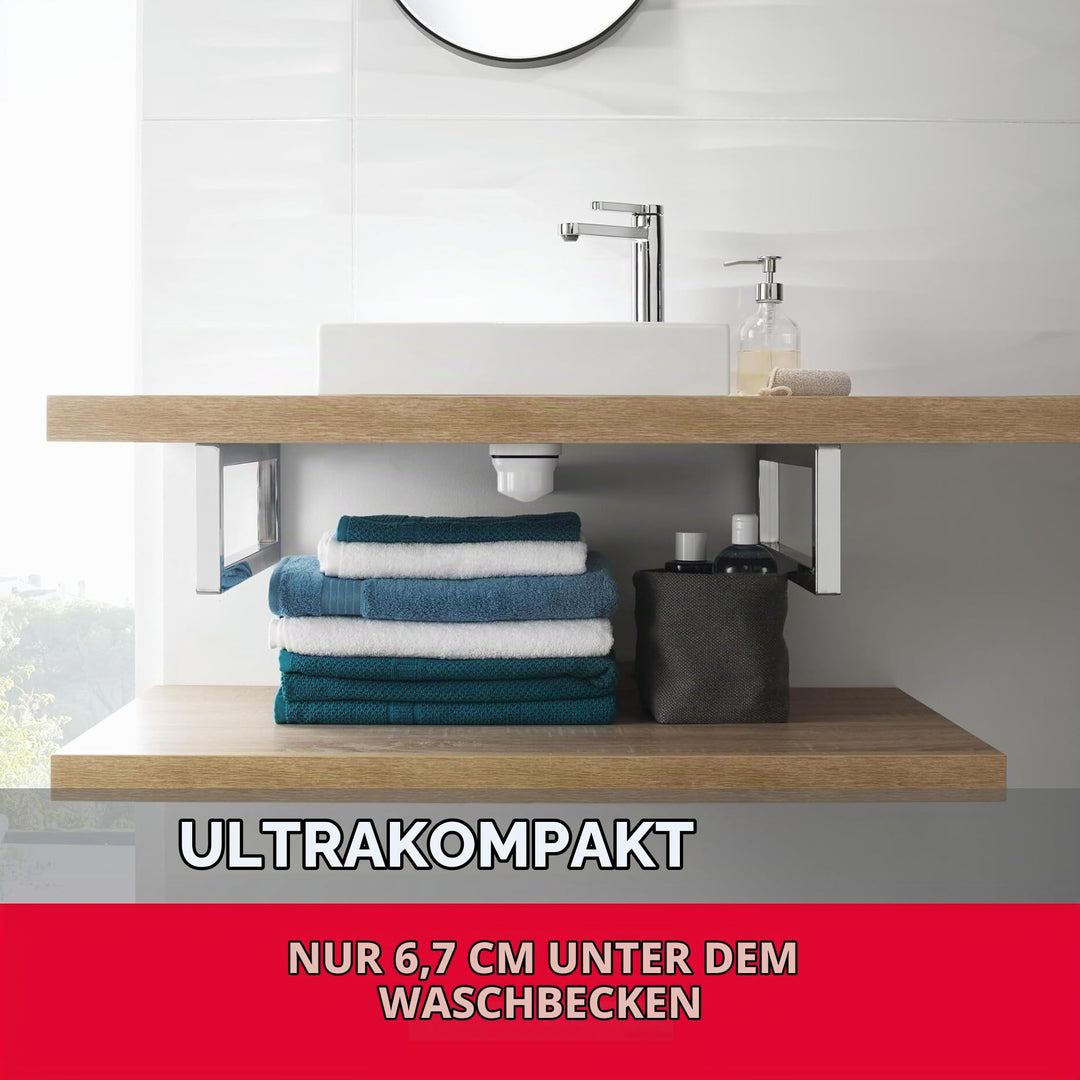 Waschbecken Siphon-Set ultrakompakt 6,7 cm verchromt mit Ablaufgarnitur - Bild 4