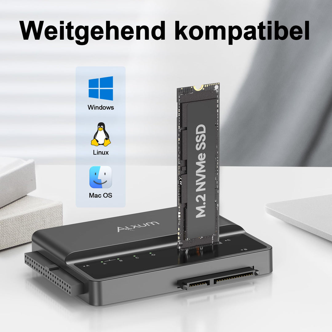 Festplatten Adapter USB 3.0 für IDE SATA M.2 NVMe mit Netzschalter - Bild 3