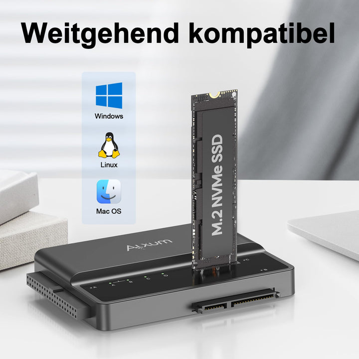 Festplatten Adapter USB 3.0 für IDE SATA M.2 NVMe mit Netzschalter - Bild 3