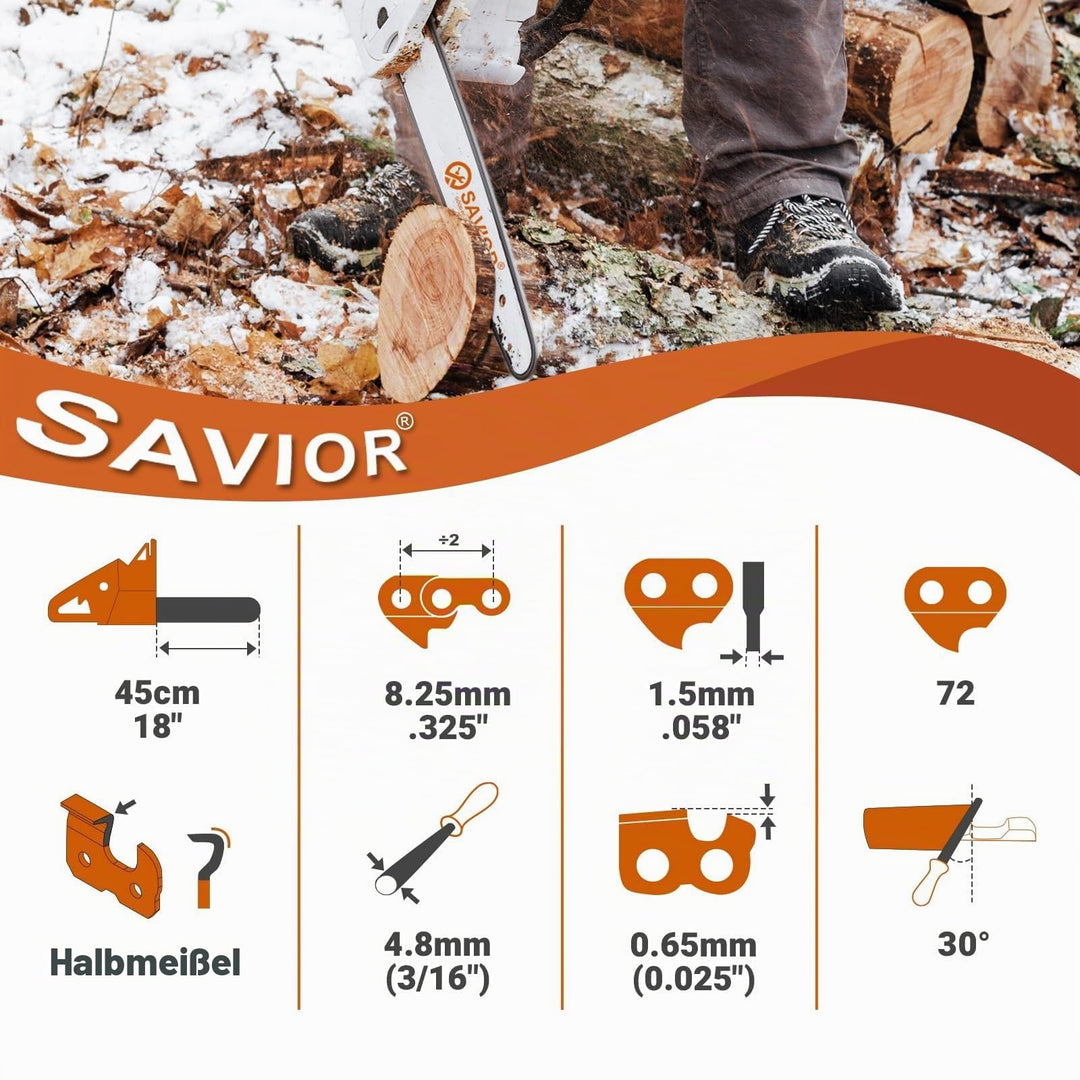 Sägekette 45 cm .325" 1,5 mm 72 Treibglieder 3er-Set - Bild 2