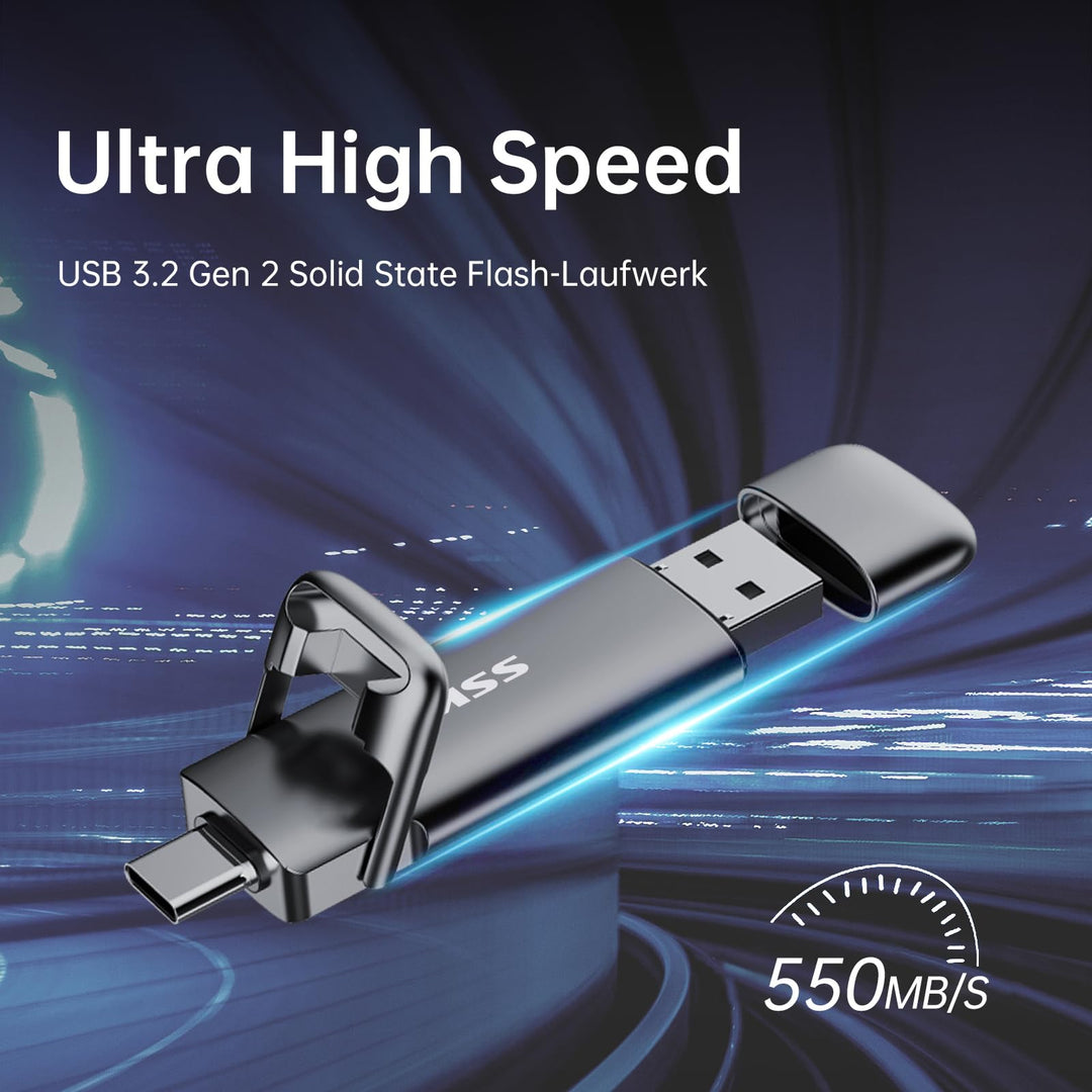 Externe SSD 256GB Dual USB-C + USB-A USB 3.2 Gen2 bis 550 MB/s - Bild 2