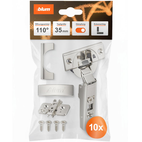 Topfscharnier 35mm Softclose Eckanschlag vernickelt 10er-Set