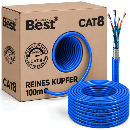 Netzwerkkabel Cat 8 S/FTP 100m Reines Kupfer 40 Gbit Verlegekabel