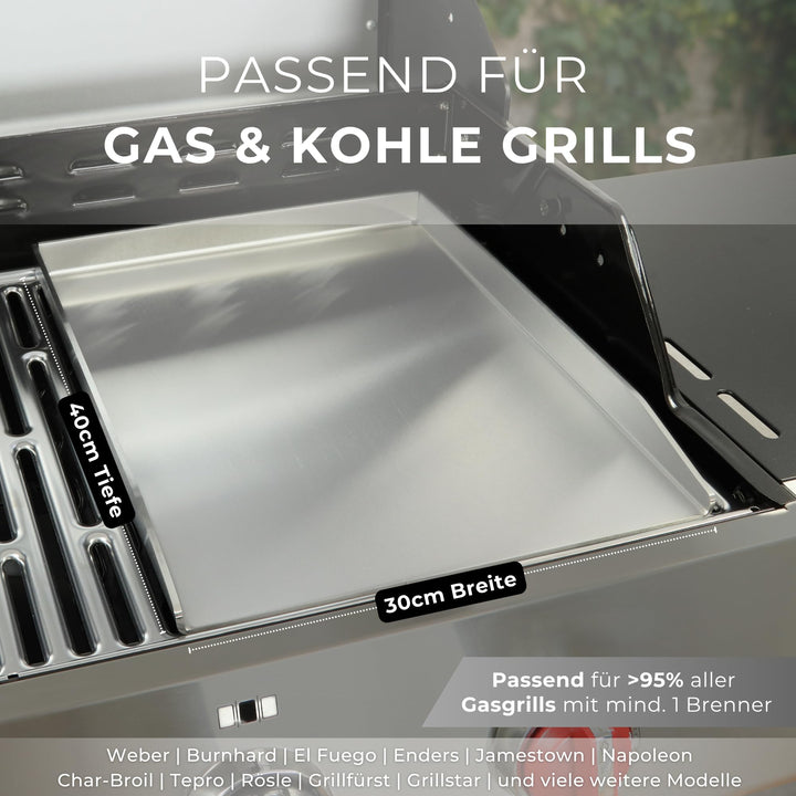 Plancha Grillplatte Edelstahl 40x30cm 4mm mit Grillspachtel - Bild 6