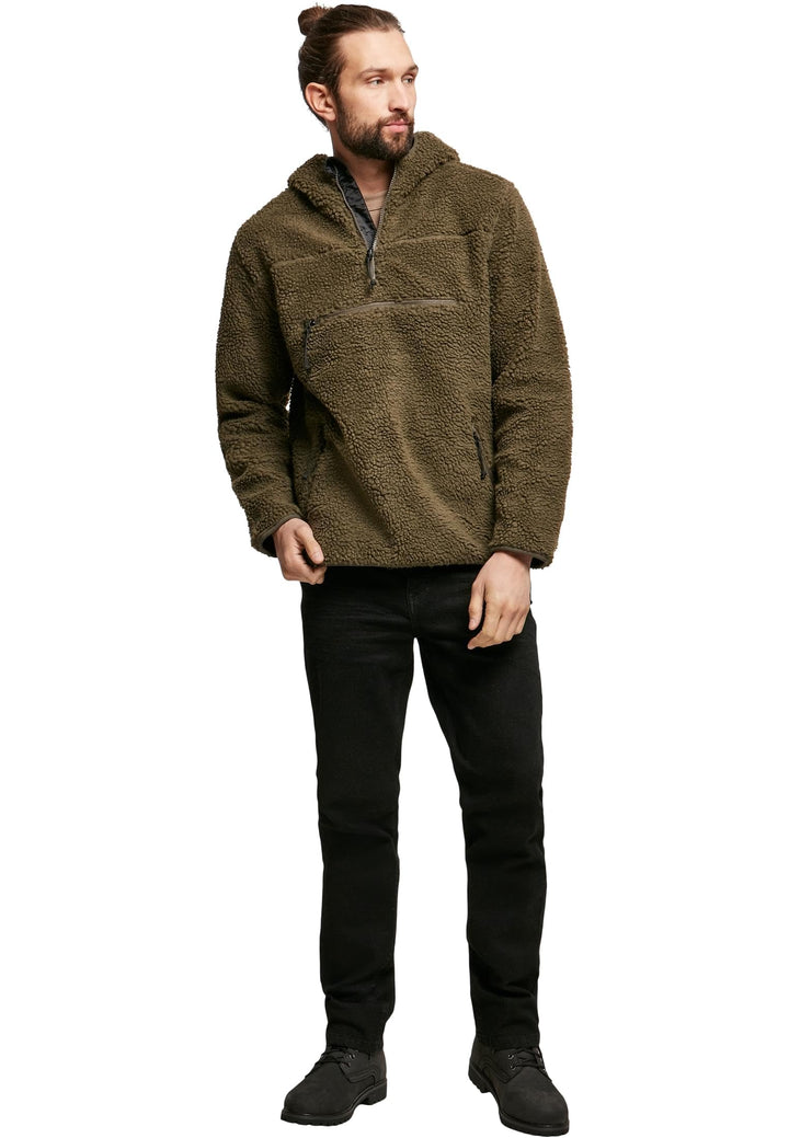 Fleece Kapuzenpullover Teddy-Fleece mit Kapuze und Taschen, Oliv, XL - Bild 6