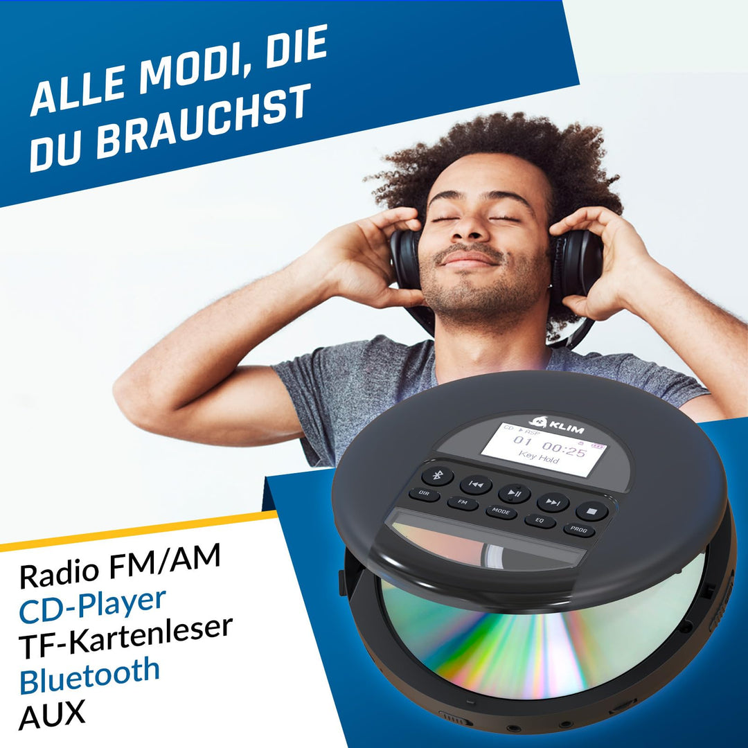 CD-Player Bluetooth tragbar mit FM-Radio und Kopfhörern - Bild 3